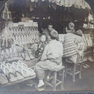 c1900 Japanese Shoe Shop All Sorts and Sizes Stereoview Keystone 78